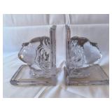 VINTAGE Clear Glass Head Bookends