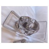 VINTAGE Clear Glass Head Bookends