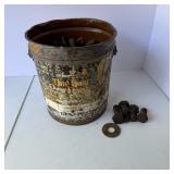 Vintage One Kote Paint Can Filled with Assorted Hex Bolts