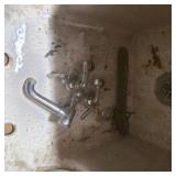 Vintage Cast Iron Wall Mount Utility Sink with Faucet