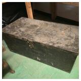 Black Metal Storage Chest with Handles
