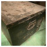 Black Metal Storage Chest with Handles