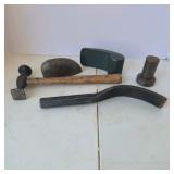 Lot of 5 Auto Body Sheet Metal Hammers and Dollies