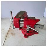 Red 8 1/2 Inch Bench Vise with Swivel Base