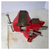 Red 8 1/2 Inch Bench Vise with Swivel Base