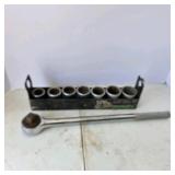 Thorsen 9 Piece 3/4' Drive Socket Set with Ratchet and Metal Holder