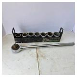 Thorsen 9 Piece 3/4' Drive Socket Set with Ratchet and Metal Holder