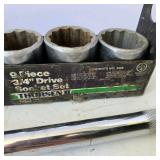Thorsen 9 Piece 3/4' Drive Socket Set with Ratchet and Metal Holder