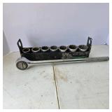 Thorsen 9 Piece 3/4' Drive Socket Set with Ratchet and Metal Holder
