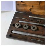 Vintage Tap and Die Set in Wooden Case with Assorted Dies and Taps
