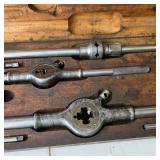 Vintage Tap and Die Set in Wooden Case with Assorted Dies and Taps