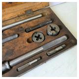 Vintage Tap and Die Set in Wooden Case with Assorted Dies and Taps