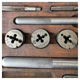 Vintage Tap and Die Set in Wooden Case with Assorted Dies and Taps