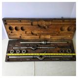 Vintage Tap and Die Set in Wooden Case with Assorted Dies and Taps