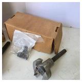 Lot of Woodworking Forstner Bits and Boring Accessories with Storage Boxes