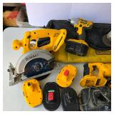 Lot of DeWalt Cordless Power Tools, Batteries, Chargers and Tool Bag