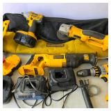 Lot of DeWalt Cordless Power Tools, Batteries, Chargers and Tool Bag
