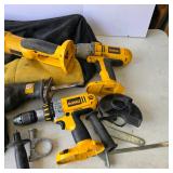 Lot of DeWalt Cordless Power Tools, Batteries, Chargers and Tool Bag