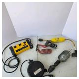 Lot of Jobsite Electrical Accessories with Retractable Extension Reel, Power Strip and Trouble Light