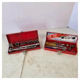 Lot of 2 Vintage 1/4' Drive Socket Sets with Metal Cases
