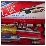 Lot of 2 Vintage 1/4' Drive Socket Sets with Metal Cases