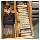 Lot of Assorted Door Hinges, Pins, and Hardware