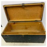 Black Wooden Storage Chest with Hinged Lid