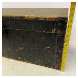 Black Wooden Storage Chest with Hinged Lid