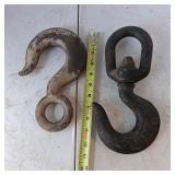 Lot of 2 Heavy Duty Lifting Hooks with Eye Ends