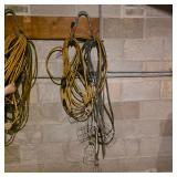 Lot of Extension Cords and Metal Cage Work Lights
