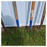 Lot of 4 Vintage Garden Pitchforks with Wood Handles