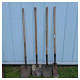 Lot of 4 Long Handle Garden Shovels and Spades