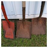 Lot of 3 Long Handle Square Point Shovels