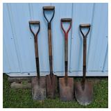 Lot of 4 D-Handle Garden Shovels and Spades