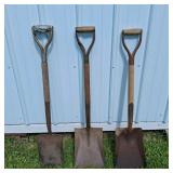 Lot of 3 D-Handle Square Point Shovels
