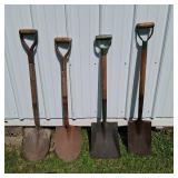Lot of 4 Garden Shovels and Spades