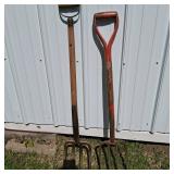 Lot of 2 D-Handle Garden Pitchforks