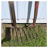 Lot of 2 D-Handle Garden Pitchforks