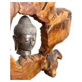 DN - Buddha Head Wood Sculpture 21 in Tall DN - Buddha Head Wood Sculpture 21 in Tall