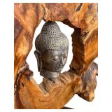 DN - Buddha Head Wood Sculpture 21 in Tall DN - Buddha Head Wood Sculpture 21 in Tall