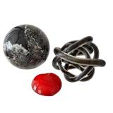 DN-Contemporary Decor Sculpture Trio Marble Sphere, Art Glass Knot & Heart Paperweight DN-Contemporary Decor Sculpture Trio Marble Sphere, Art Glass Knot & Heart Paperweight