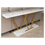 LR - Console Table Faux Marble Gold Base LR - Console Table Faux Marble Gold Base