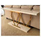 LR - Console Table Faux Marble Gold Base LR - Console Table Faux Marble Gold Base