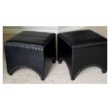 MBR - Faux Leather Ottoman Pair With Nailhead Trim MBR - Faux Leather Ottoman Pair With Nailhead Trim