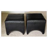 MBR - Faux Leather Ottoman Pair With Nailhead Trim MBR - Faux Leather Ottoman Pair With Nailhead Trim
