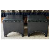 MBR - Faux Leather Ottoman Pair With Nailhead Trim MBR - Faux Leather Ottoman Pair With Nailhead Trim