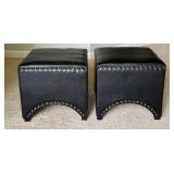 MBR - Faux Leather Ottoman Pair With Nailhead Trim MBR - Faux Leather Ottoman Pair With Nailhead Trim