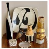 DN - Home Decor Mixed Lot Hand-Painted California Wall Plate & Accent Vases DN - Home Decor Mixed Lot Hand-Painted California Wall Plate & Accent Vases