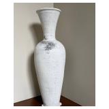 E - Decorative Floor Vase Distressed White Urn 32 in E - Decorative Floor Vase Distressed White Urn 32 in