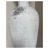 E - Decorative Floor Vase Distressed White Urn 32 in E - Decorative Floor Vase Distressed White Urn 32 in